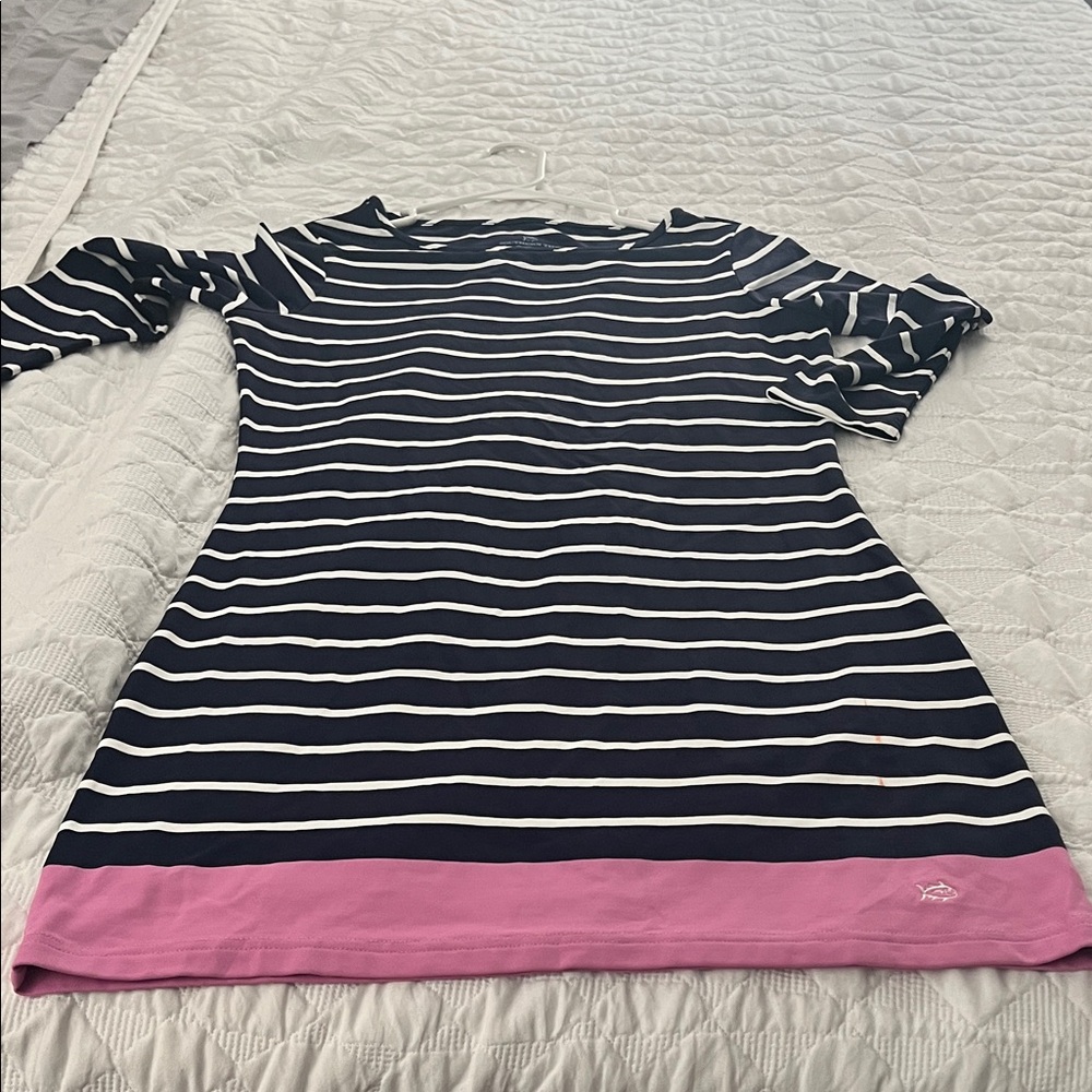 Southern Tide Navy and White Striped Top
